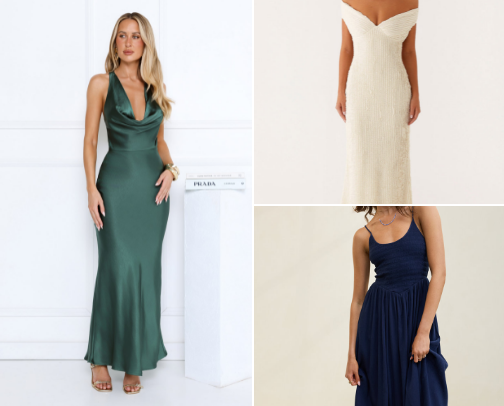 Holiday party dresses cover photo collage