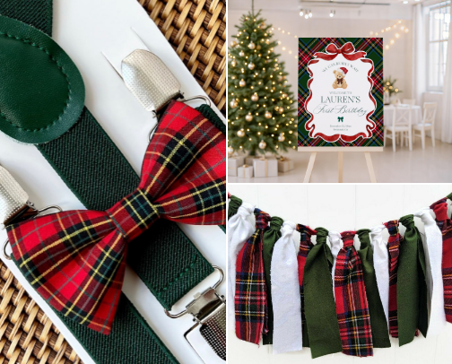 Green Tartan Bear Ralph Lauren Christmas Party cover photo collage
