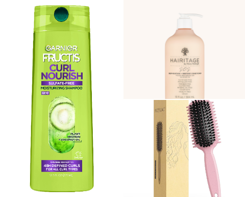 Affordable drugstore curly hair products cover photo collage