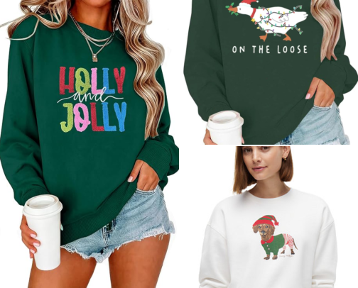 Trendy Christmas Sweaters for the Girlies cover photo collage