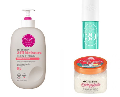 PRODUCTS TO SMELL LIKE A TROPICAL VACATION cover photo collage