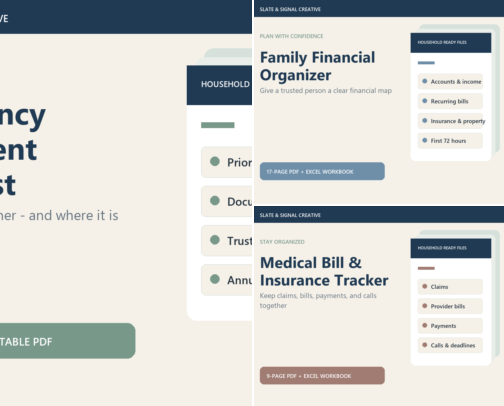 Emergency Planning & Household Organization Tools cover photo collage