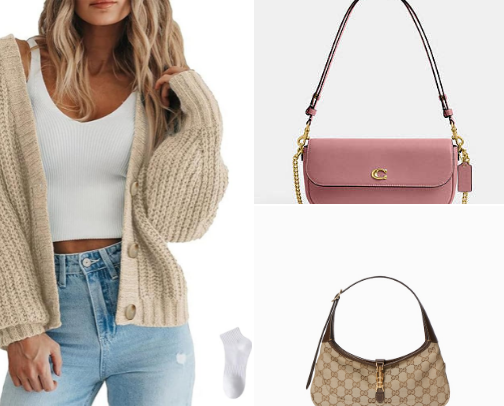Long stylish cardigan cover photo collage