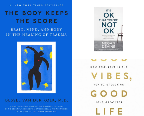 Books, healing and self improvement cover photo collage