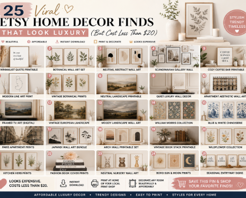 2026 Viral Etsy Home Decor Finds That Look Luxury (But Cost Less Than $20) cover photo collage