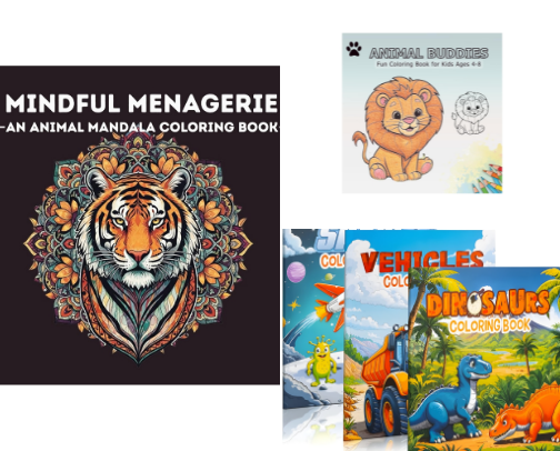 My Coloring Books + Other Favorites for Every Age cover photo collage