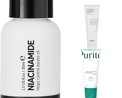 Dry acne prone skincare recommendations cover photo collage