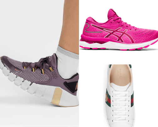 Women sports shoes cover photo collage