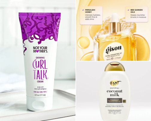 curly hair products cover photo collage