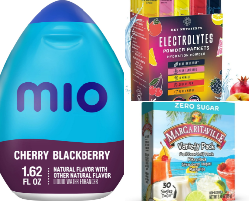 Low-Cal Drink Mix-Ins & Sugar-Free Finds cover photo collage