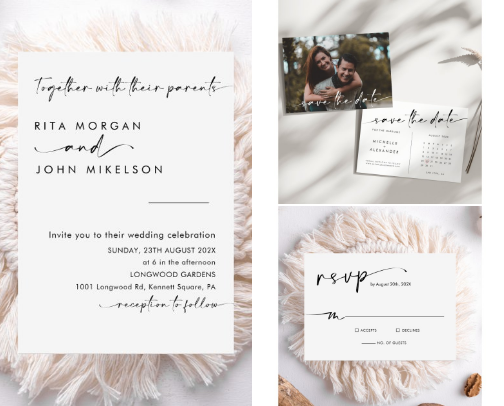 Minimalist Elegant Wedding Stationery cover photo collage