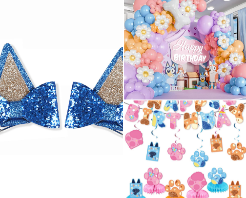 Bluey birthday party cover photo collage