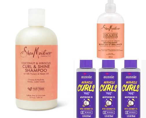 what you’ll find in my bathroom for curly hair! cover photo collage