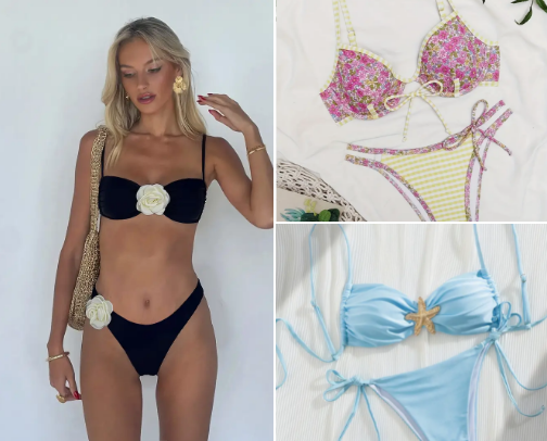 Temu bikini sets cover photo collage