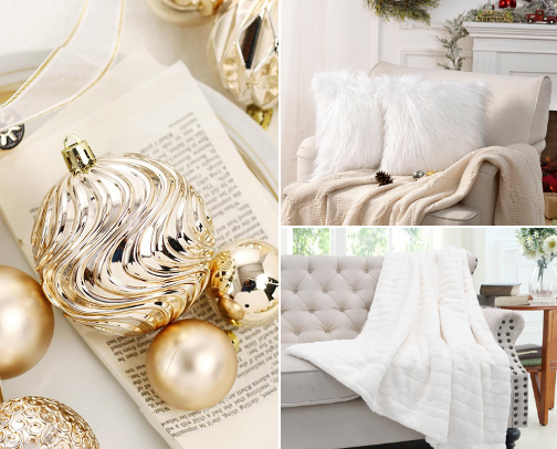 Elegant Neutral Christmas Decor cover photo collage