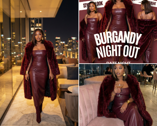 Burgundy After Dark: Soft Luxury, Date Night Outfit cover photo collage