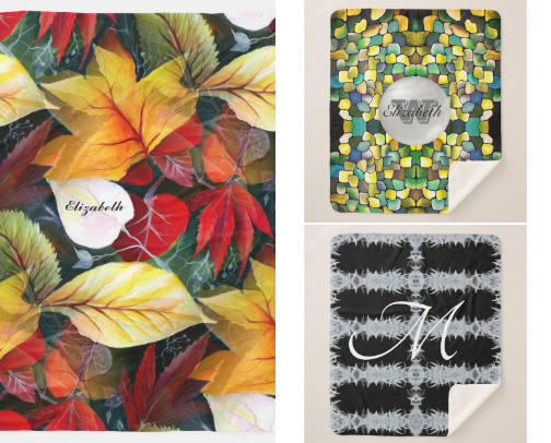 Cozy Sherpa & Throw Blankets Floral, Abstract & Personalized Designs cover photo collage
