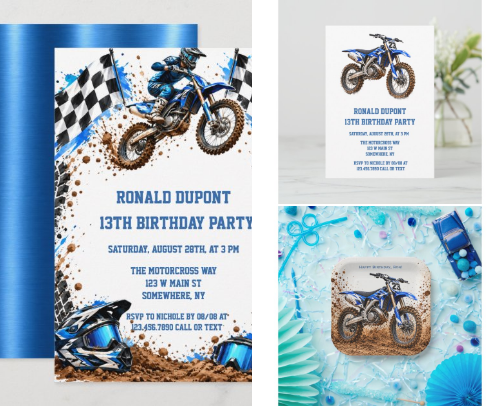 Motocross Dirt Bike Boys' Birthday Party cover photo collage