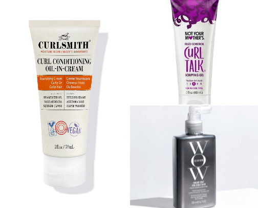 Hair products as a curly hair girl cover photo collage