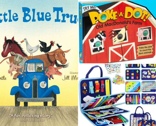 Books and toys approved by a 17 month old! cover photo collage