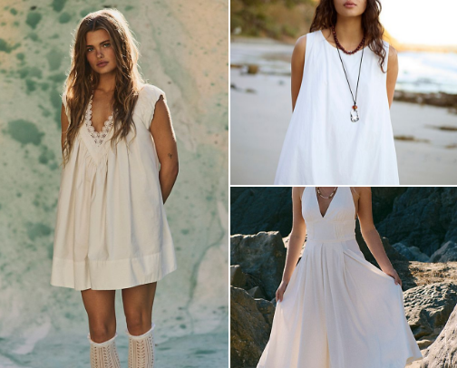 White Summer Dresses for Vacation, Beach, Brunch & Everyday Style cover photo collage