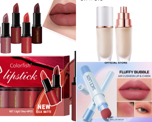 Lip and cheeks products cover photo collage
