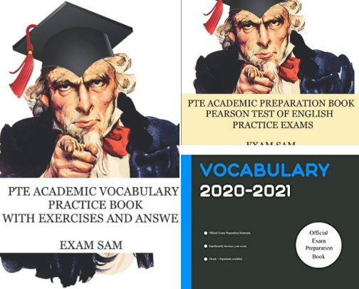Save & Read - PTE Academic Vocabulary Practice Book with Exercises and Answers: Review of Advanced Vocabulary for the Speaking, Writing, Reading, and Listening ... (Exam SAM's PTE Academic Study Guide Series) guide cover photo collage