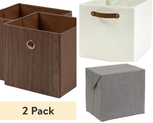 I Finally Replaced Vacuum Bags With Fabric Bins for Off Season Clothes cover photo collage
