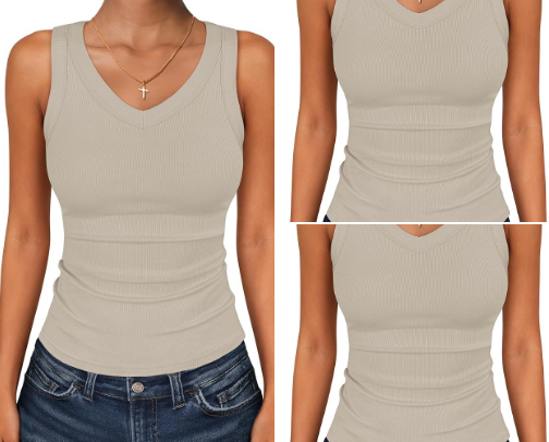 The V-Neck Ribbed Tanks Worth Adding to Your Wardrobe cover photo collage