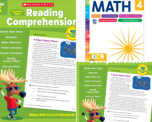 Read Free - Scholastic Success with Reading Comprehension Grade 5 Workbook and Similar Practice cover photo collage