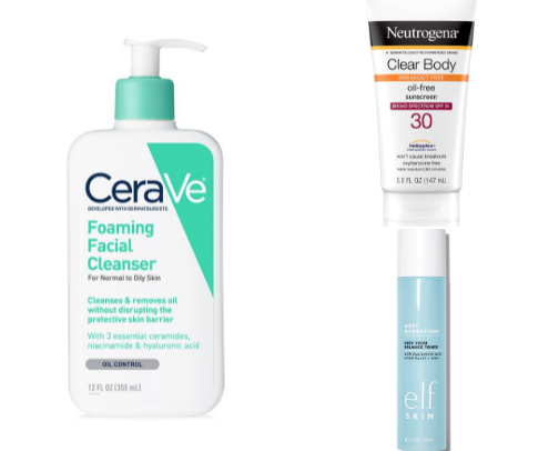 Skincare products on budget cover photo collage