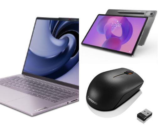 Lenovo equipment:  laptops, tablets, mouses and so on cover photo collage