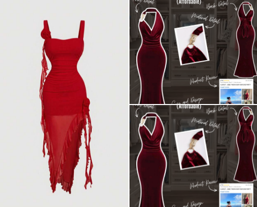 Shein Red Women's Dress♥️🖤 cover photo collage