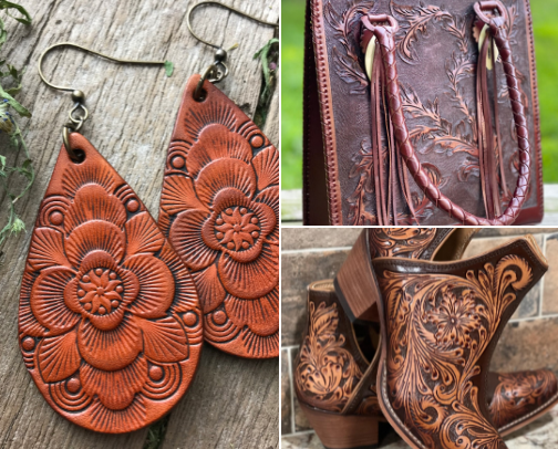 Tooled Leather Collection: Western Style & Artisan Accessories cover photo collage