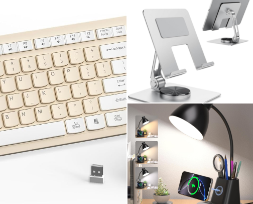 Cozy Farmhouse Office Setup cover photo collage