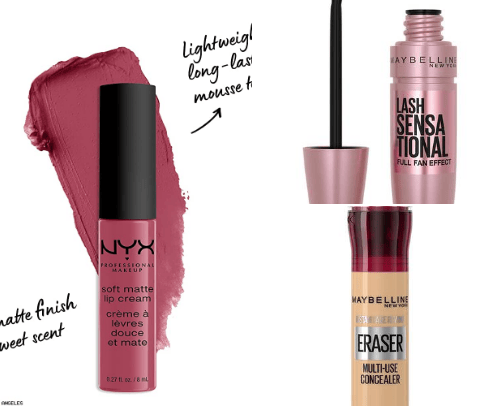 Everyday makeup products cover photo collage