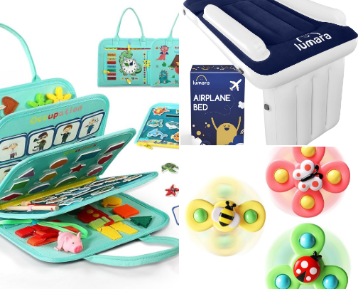 Best items for air travel with a baby/small toddler cover photo collage
