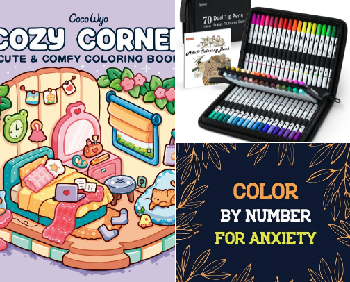 Coloring book essentials cover photo collage
