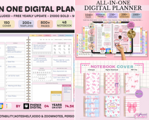 an interesting collection of notebooks and coloring book cover photo collage