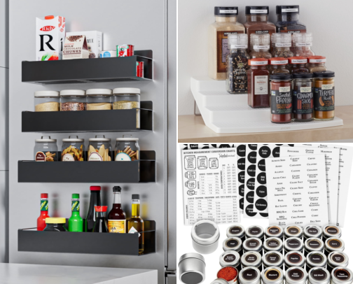 I Finally Freed Up a Whole Cabinet Shelf With Magnetic Spice Storage cover photo collage