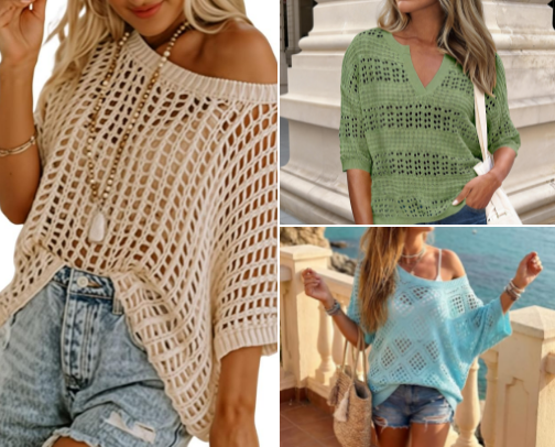 Crochet Sweater Cover-Ups That Look Great Over a Swimsuit cover photo collage