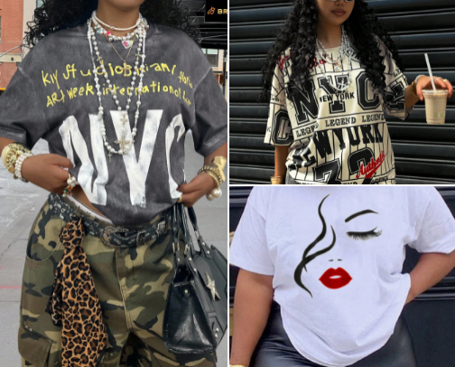 Ladies graphic t-shirts cover photo collage