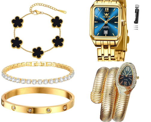 Gold jewelry cover photo collage