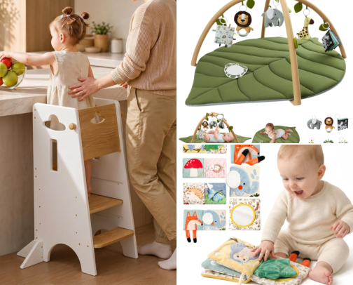 Montessori-Inspired Toys for Babies & Toddlers: Simple, Open-Ended Play Ideas 🧩🌿 cover photo collage