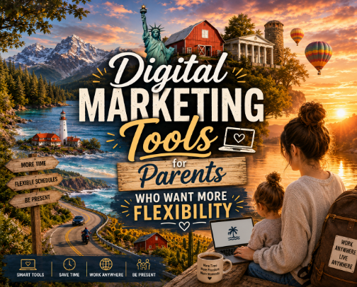 Digital Marketing Tools for Parents Who Want More Flexibility cover photo collage