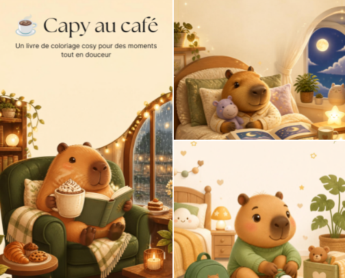 📚 Plongez dans un univers de douceur et de créativité avec cette collection de livres de coloriage cosy. Que vous cherchiez à vous détendre après une longue journée, à réduire votre stress ou simplement à profiter d'un moment de calme, ces livres sont parfaits pour vous. Tu y trouveras des illustrations adorables, des ambiances chaleureuses et des pages conçues pour t'offrir une véritable pause bien-être. Prends tes crayons préférés et laisse parler ton imagination ! ✨ cover photo collage
