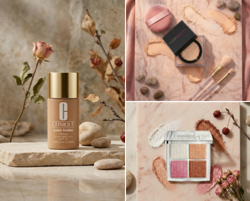Makeup products I keep repurchasing ✨ cover photo collage