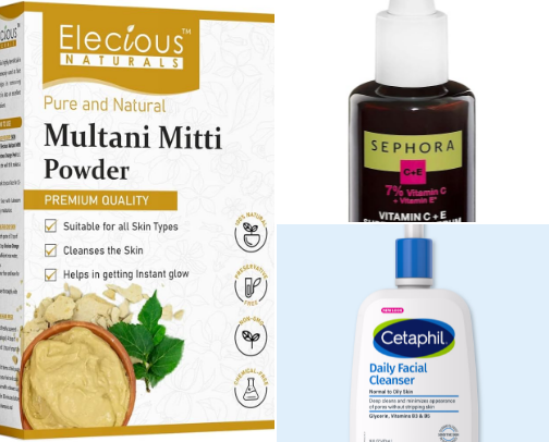 Skincare products (if you have ultra-oily skin) cover photo collage