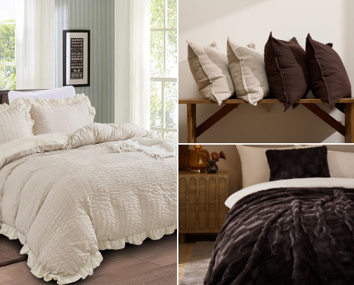 Warm Brown Bedroom | Cozy & Timeless cover photo collage