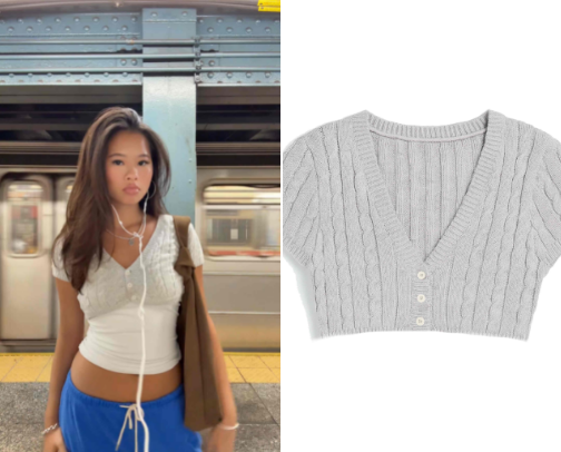 katie’s grey knit crop top outfit (dupes!!!) cover photo collage